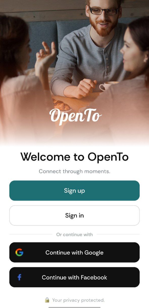 OpenTo Splash Screen - Welcome to your journey